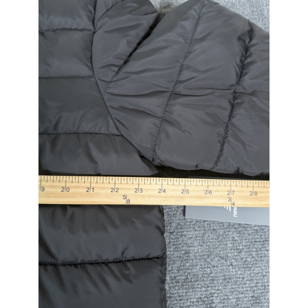 NWT New Balance Tech Puffer Hooded Jacket Mens Medium Black Comfort Fit Full Zip - Picture 13 of 14